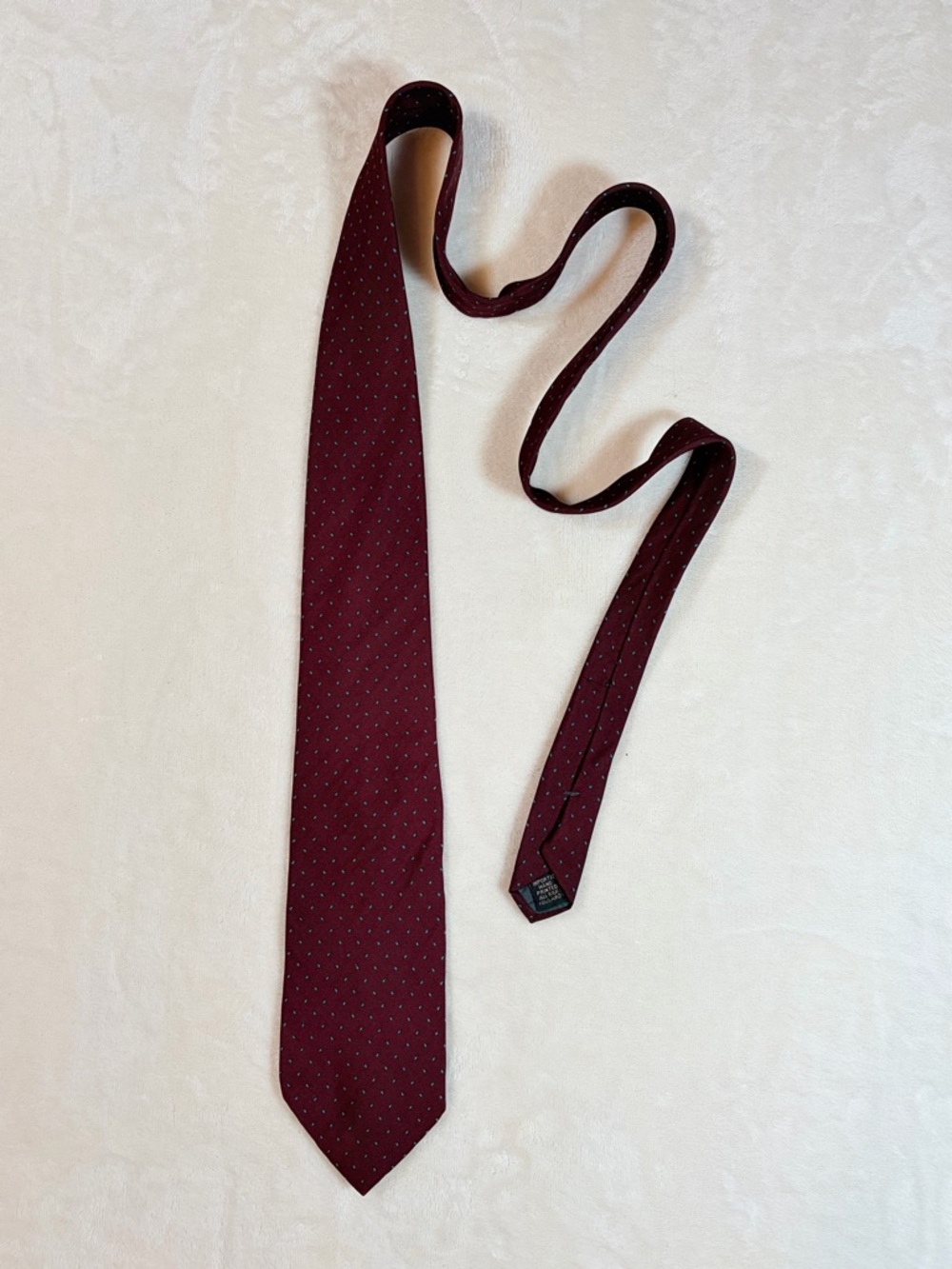 Bert Pulitzer Men's Burgundy Tie with Mini Teal Teardrop Motif